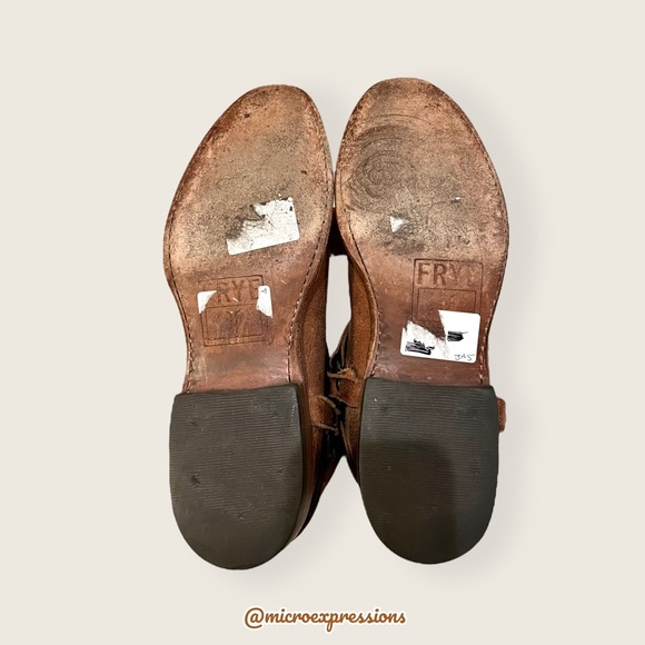 $388 Frye Wyatt Harness Cognac Brown Leather Cowboy Western Short Ankle Boot - Picture 11 of 13